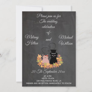 Chalkboard floral lustige niedliche Katzenpaare Ho Einladung