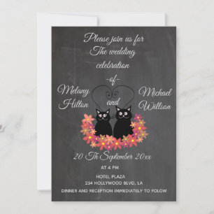 Chalkboard floral lustige niedliche Katzenpaare Ho Einladung