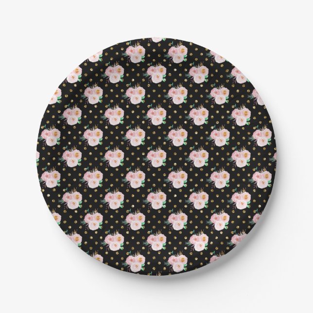 Chalkboard Floral Pappteller (Vorderseite)