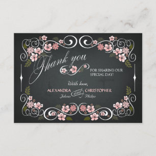 Chalkboard Floral Vintag Bold Vielen Dank Dankeskarte