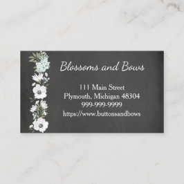 Chalkboard Flower Shop Business Card White Flowers Visitenkarte