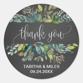 Chalkboard Foliage Vielen Dank Gastgeschenk Hochze Runder Aufkleber