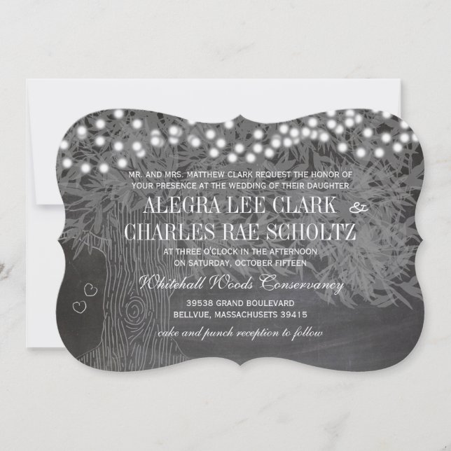 Chalkboard Forest Faire-part de mariage d'arbre ro (Devant)