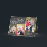 Chalkboard Foto Collage Imitate Gold Glitzer Feiertagskarte<br><div class="desc">Mit dieser modernen Urlaubskarte,  die eine Collage aus Foto auf einem Chalkboard-Hintergrund bietet,  senden Sie Wünsche für ein frohes Weihnachtsfest.</div>