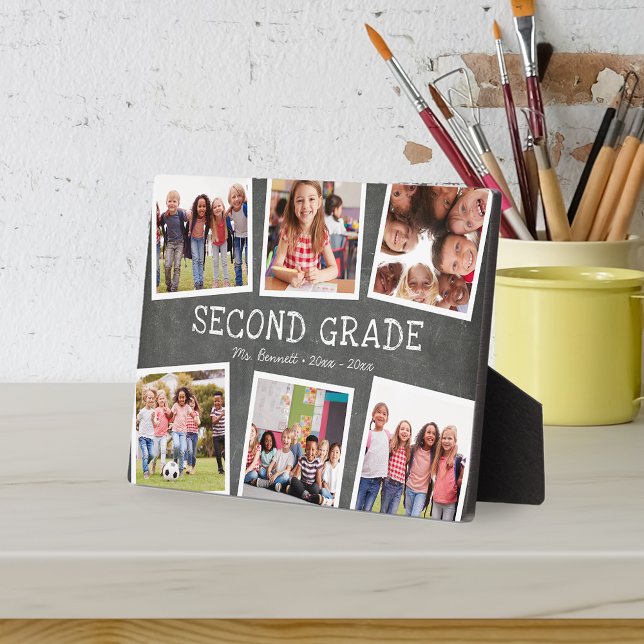 Chalkboard Foto Collage Kids School Jahr halten Fotoplatte (Von Creator hochgeladen)
