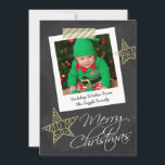 Chalkboard Foto Rahmen und Band Weihnachten<br><div class="desc">Große flache Grüße Karte für Weihnachten mit Frohe Weihnachtstexte Detail .. Chalkboard und Foto Rahmen mit gestreiftem Band und goldenen Sternen schwarz-weiß Design .. X-Mas / Urlaub flache Karten für Ihre personalisieren mit Ihrem eigenen Foto und Text .. von Ricaso andere Farben im Shop erhältlich ÄNDERN DAS PROBENLE FOTO ZU...</div>