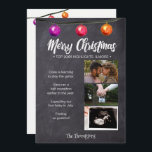 Chalkboard Foto Weihnachten Schwangerschaft Ankünd<br><div class="desc">Mit der Weihnachtsankündigung im Chalkboard-Foto "Weihnachtsschwangerschaft" die Freude an Ihrer Schwangerschaft verteilen. Diese bezaubernde und herzliche Flachkarte ermöglicht es Ihnen, die Spannung Ihrer Reise mit nahen Freunden und Familie auf angenehme und festliche Weise zu teilen. Das Herzstück der Ankündigung ist eine wunderschöne Kalkboard-Foto-Collage, die die Highlights Ihres Jahres einfängt. Passen...</div>