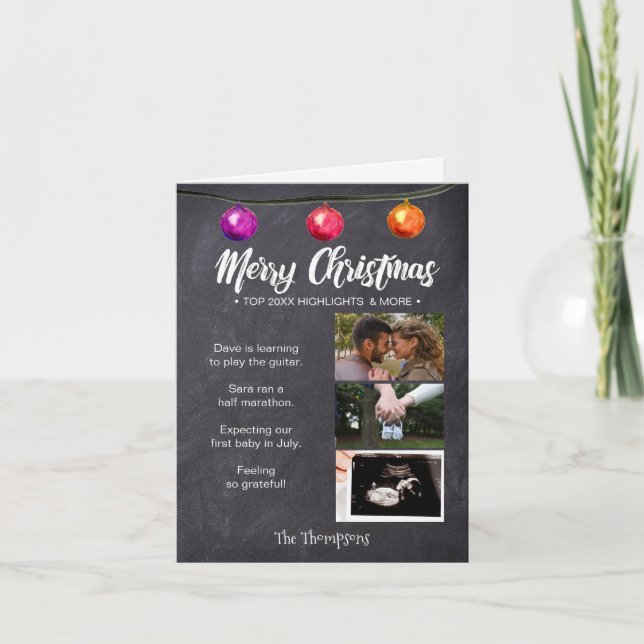 Chalkboard Foto Weihnachten Schwangerschaft Ankünd (Vorderseite)