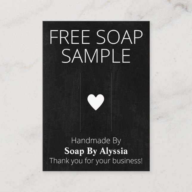 Chalkboard Free Sample Soap Display Card Visitenkarte (Vorderseite)