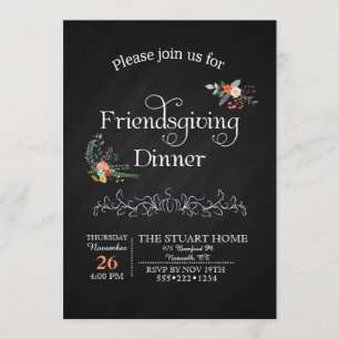Chalkboard Friendsgiving Dinner Land Chic Einladung