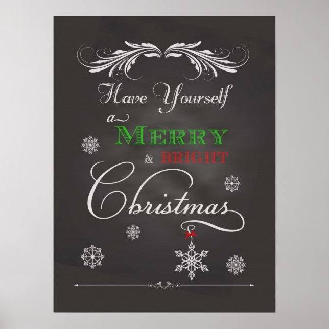 Chalkboard - Frohe und helle Weihnachten Poster (Vorne)