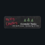 Chalkboard Frohe Weihnachten und Baum<br><div class="desc">Senden Sie Ihre Weihnachtskarten,  Dankeschön-Notizen und Urlaubbriefe mit diesem trendigen Chalkboard-Design mit Frohen Weihnachten und kleinen Weihnachtsbäumen und Ihrem Namen und Ihrer Adresse.</div>