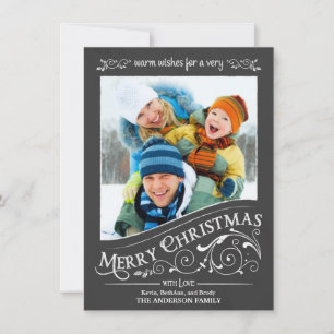 Chalkboard Frohe Weihnachts Foto Flat Card Feiertagskarte