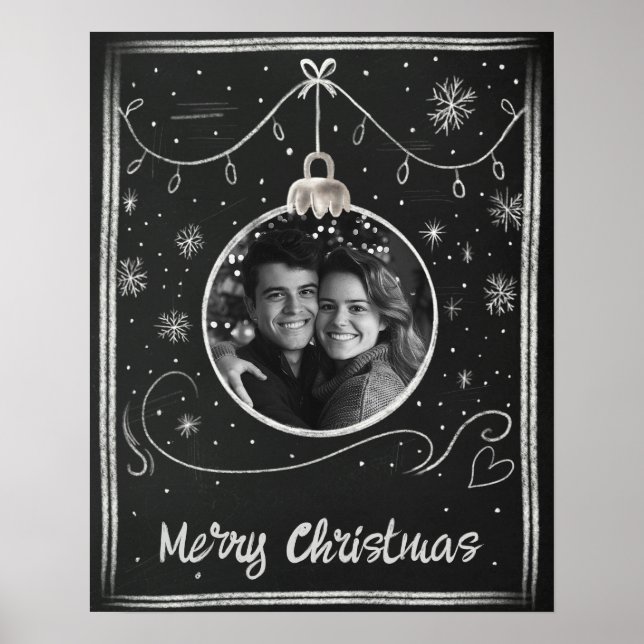 Chalkboard Frohe Weihnachts-Foto Rahmen Poster (Vorne)