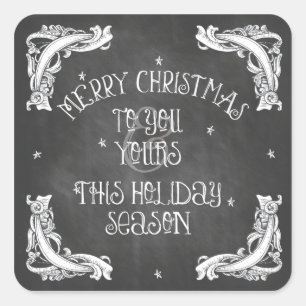 Chalkboard Frohe Weihnachtsaufkleber Quadratischer Aufkleber