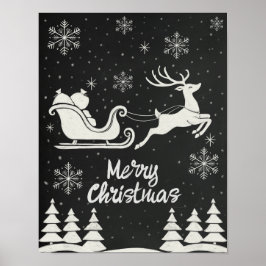 Chalkboard Frohe Weihnachtsbrille mit Rentier Poster