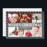 Chalkboard Frohe Weihnachtsfoto Collage Feiertagskarte<br><div class="desc">Platz für sieben wunderschöne Fotos Ihrer Familie! Mit einem feierlichen Gruß von "Frohe Weihnachten" mit einem kreidegeschriebenen Set im Chalkboard-Stil bietet diese 12x18 moderne Typografie,  geschliffene Kanten und ein einfaches Styling,  um Ihre Fotos zu unterstreichen. Zimmer auf der Rückseite für Ihre persönliche Urlaubsnachricht.</div>