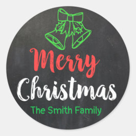 Chalkboard Frohe Weihnachtsglocken Holiday Persona Runder Aufkleber