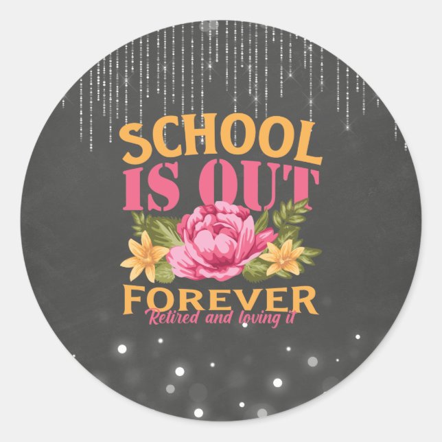 Chalkboard Funny Teacher Blumenversorgung Runder Aufkleber (Vorderseite)