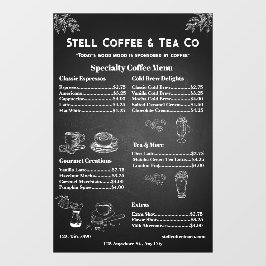 Chalkboard für allgemeine Kaffeekarten anpassen Fensteraufkleber