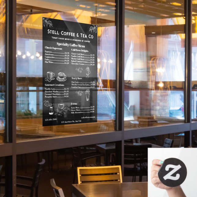 Chalkboard für allgemeine Kaffeekarten anpassen Fensteraufkleber (Restaurantfenster)