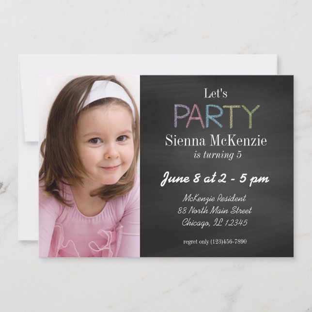 Chalkboard-Geburtshaus Einladung (Vorderseite)