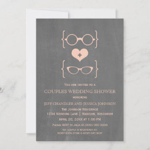 Chalkboard Geeky Glasses Paare Dusche einladen Einladung