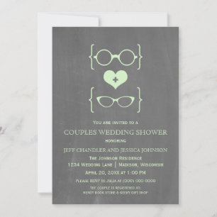 Chalkboard Geeky Glasses Paare Dusche einladen Einladung
