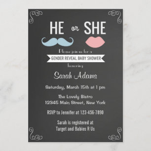 Chalkboard "Gender Reveal Party Einladung" Einladung
