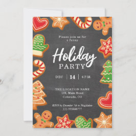 Chalkboard Gingerbread Holiday Party Einladung