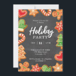 Chalkboard Gingerbread Holiday Party Einladung<br><div class="desc">Gingerbrot Cookies Holiday Party Einladungskarte. Einfach zu personalisieren.</div>