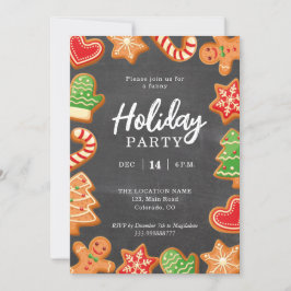 Chalkboard Gingerbread Holiday Party Einladung