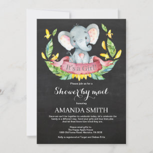 Chalkboard Girl Elephant Baby Shooter by Mail Einladung