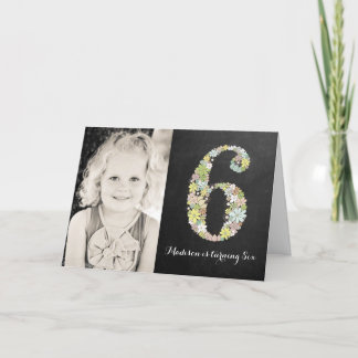 Chalkboard Girls Floral 6. Geburtstagsparty Einlad Einladung