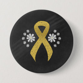 Chalkboard Gold Awareness Ribbon Button