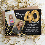 Chalkboard Gold Balloons 2 Foto 40. Geburtstag Einladung<br><div class="desc">Feiern Sie den Meilenstein des Eintritts in die fabelhaften 40er Jahre mit diesen einzigartigen "Chalkboard Gold Balloons 40th Birthday Invitations". Angereichert mit einem rustikalen Chalkboard-Hintergrund und schimmernden Imitaten goldenen Glitzer Flecks, die Vintagen Charme und moderne Eleganz. Laden Sie ein Foto des Geburtstagssterns hoch und passen Sie die leicht zu bedienende...</div>