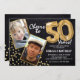 Chalkboard Gold Balloons 2 Foto 50. Geburtstag Einladung (Vorne/Hinten)