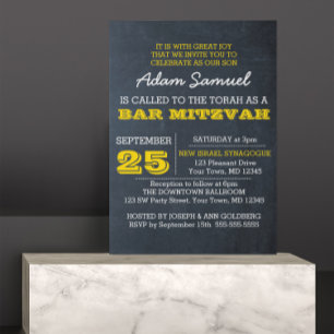 Chalkboard Gold Bar Mitzvah Einladung No Logo