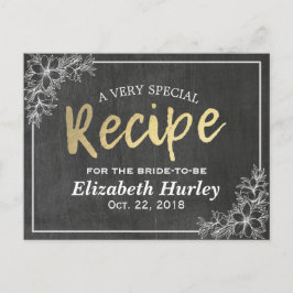 Chalkboard Gold Script Brautparty Rezept Einladungspostkarte