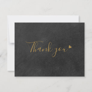 Chalkboard Gold Script Business Carte de remerciem