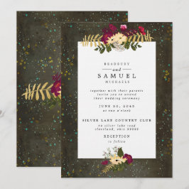 Chalkboard Gold Silver Stars Constellation Wedding Einladung