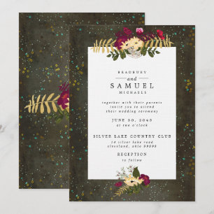 Chalkboard Gold Silver Stars Constellation Wedding Einladung