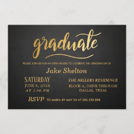 Chalkboard Gold Typografy Open House Abschluss Einladung