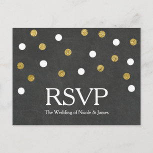 Chalkboard Gold & White Confetti Party UAWG Einladungspostkarte