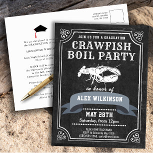 Chalkboard GRAD Crawfish Boil Party Einladung Postkarte