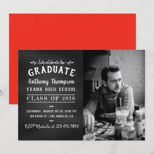 Chalkboard Graduate Party Photo invitation