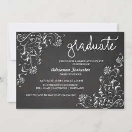 Chalkboard Graduate Typografy Damask Muster Einladung