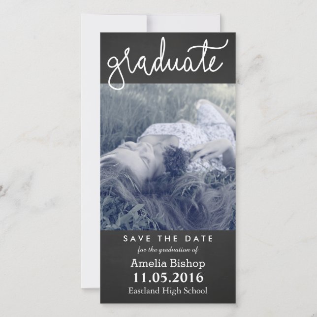 Chalkboard Graduate Typografy Save the Date (Vorderseite)