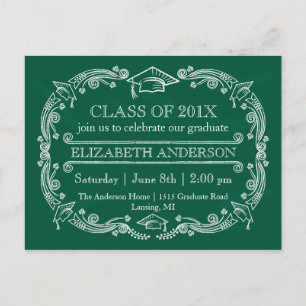 Chalkboard Graduation Party Postkarte