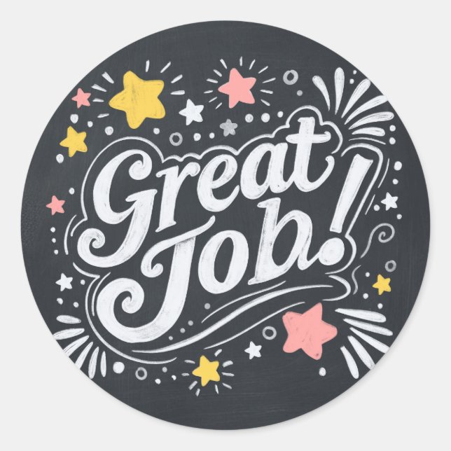 Chalkboard Great Job Stickers with Stars and Swirl (Vorderseite)